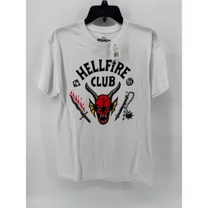 Stranger Things Hellfire Club T Shirt White Graphic Netflix Mens Medium